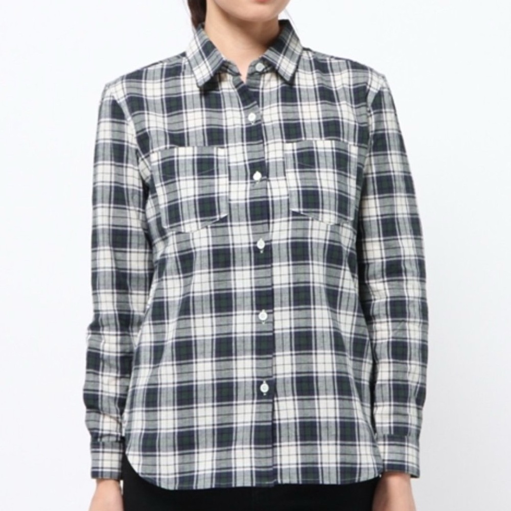 NWT A.P.C. checker button down cotton linen